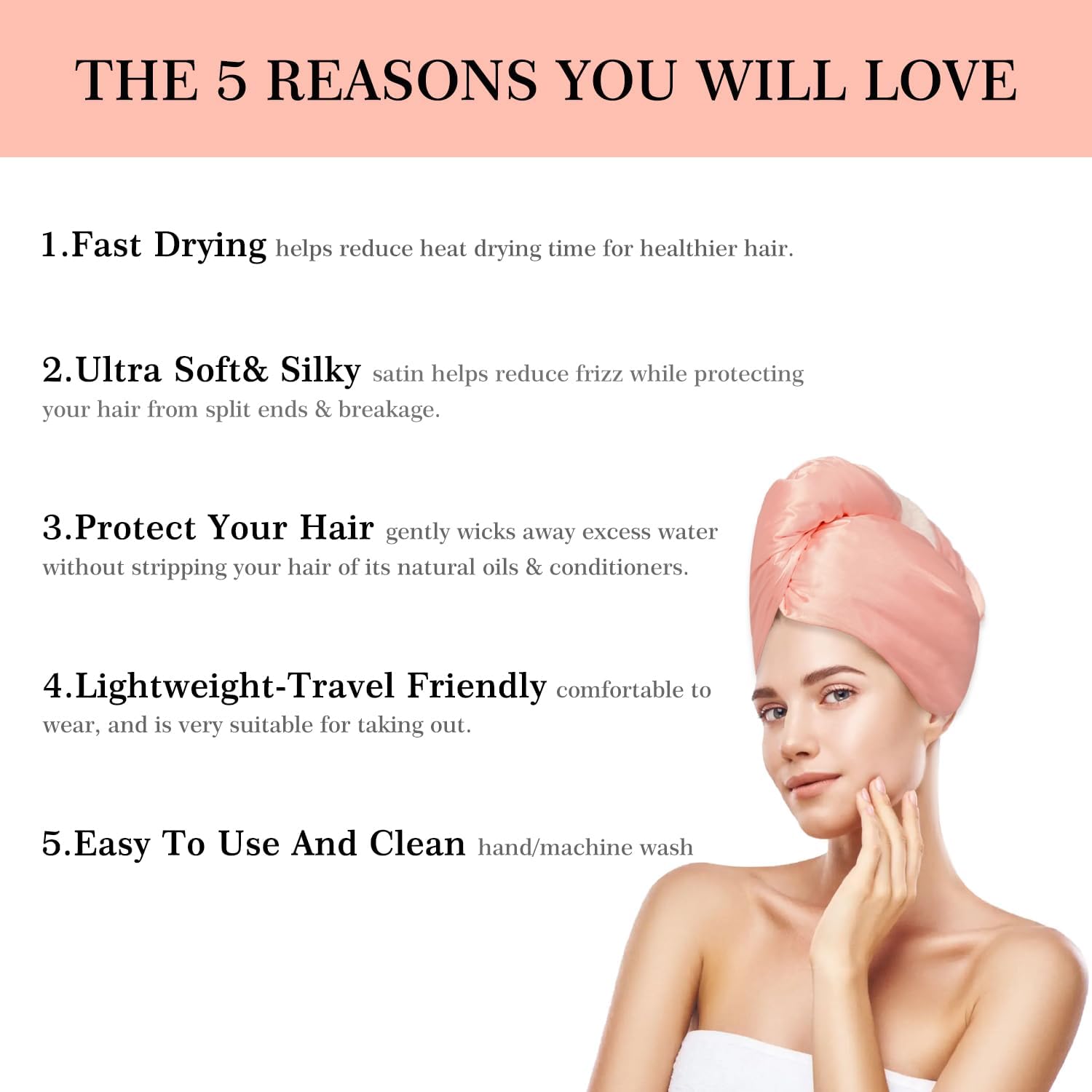 Bsofter Satin Microfiber Hair Towel Wrap for Women