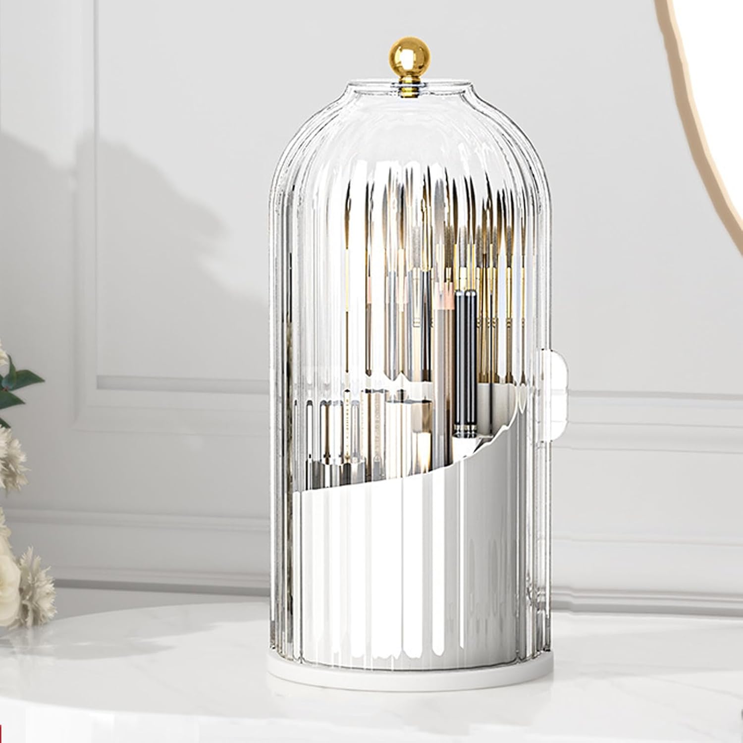Concealed Toothbrush Holder with Sliding Lid and 360 Rotating Design