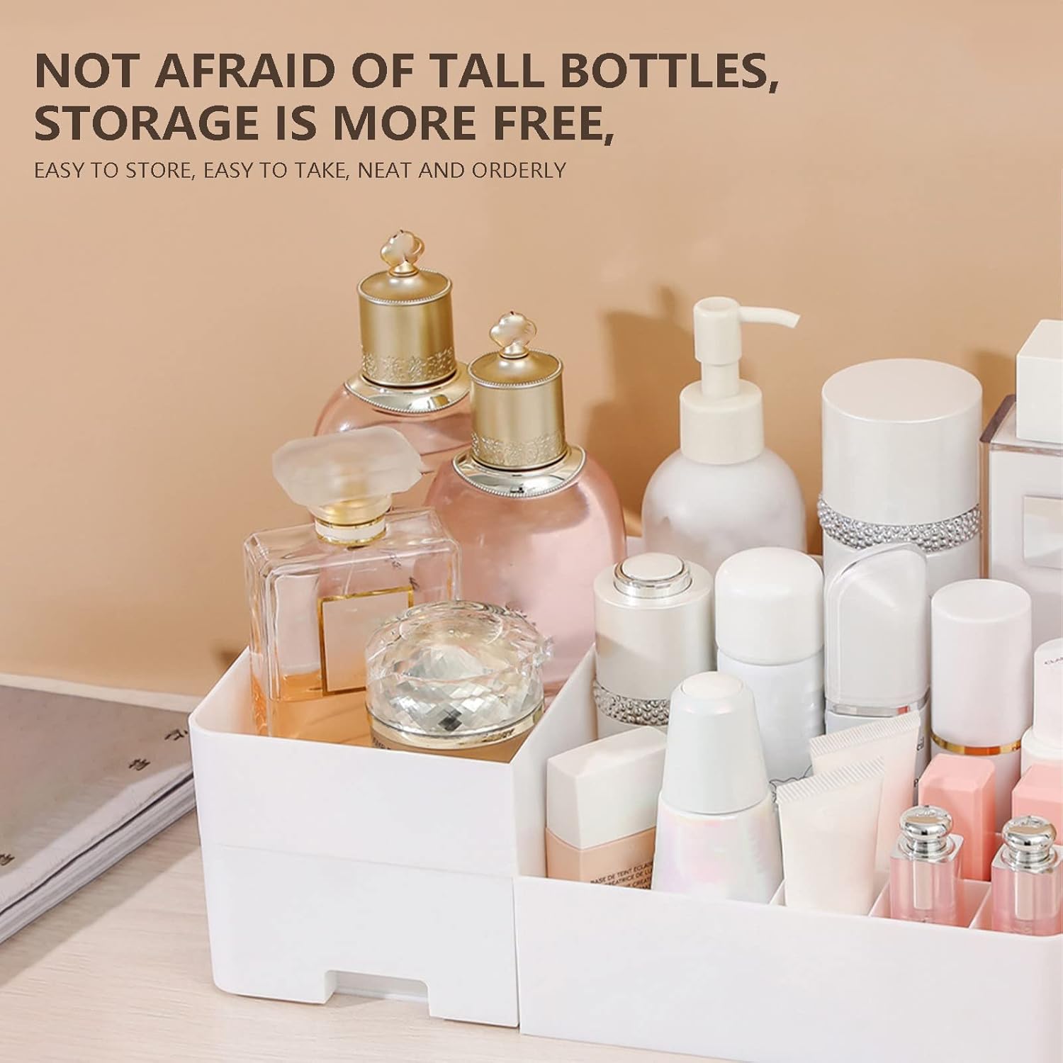 Makeup Organizer Countertop Cosmetic Display Case 3 Tier