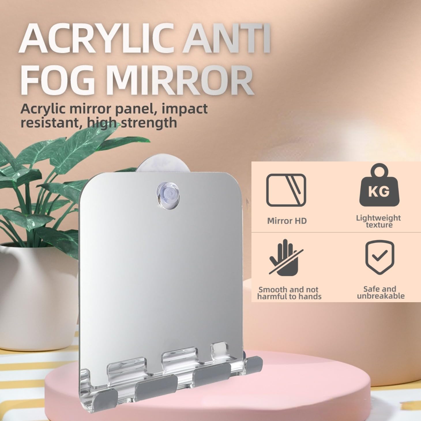 ZJchao Anti-Fog Shower Mirror with Shaver Hook