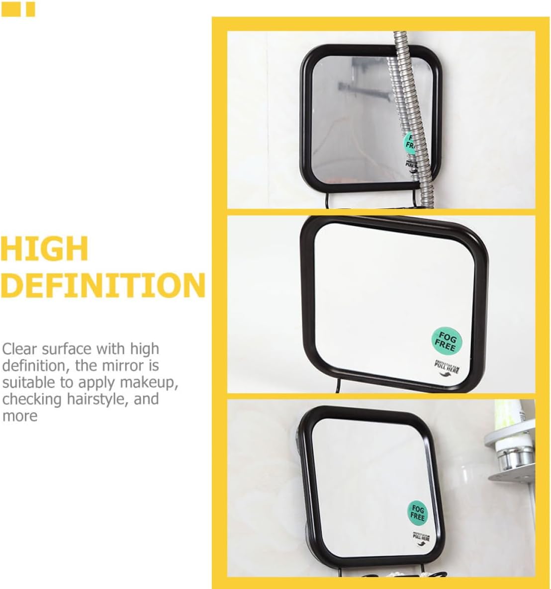 Ipetboom Wall-Mounted Suction Mirror for Shower and Vanity