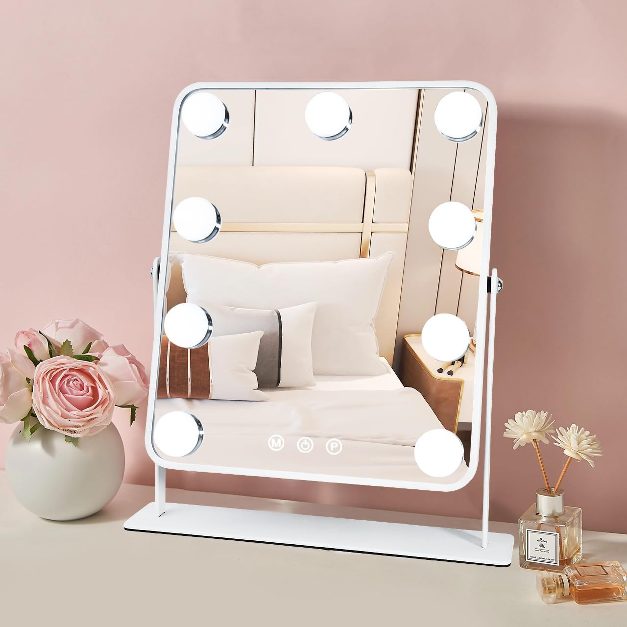 YEKKOPT Lighted Vanity Mirror with 9 LED Bulbs and 360 Rotation 1