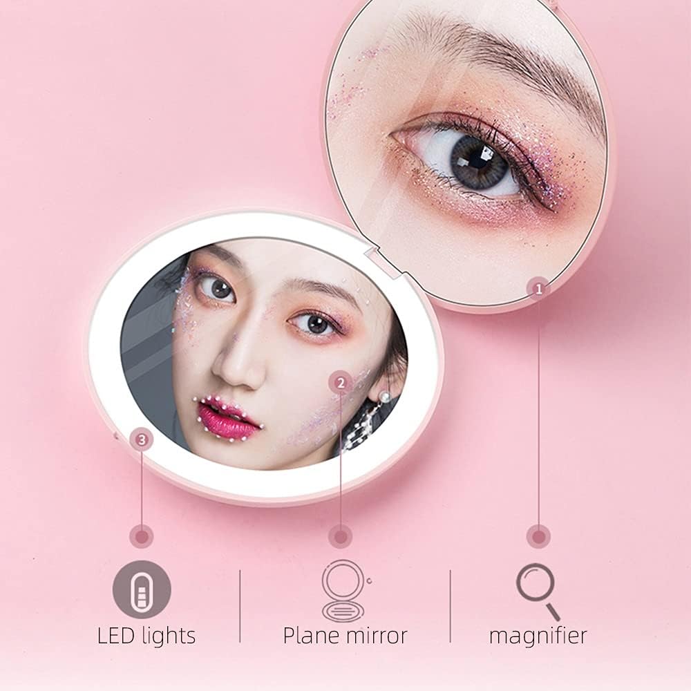 HengJuLe Makeup Mirror with LED Light and Magnifying Glass