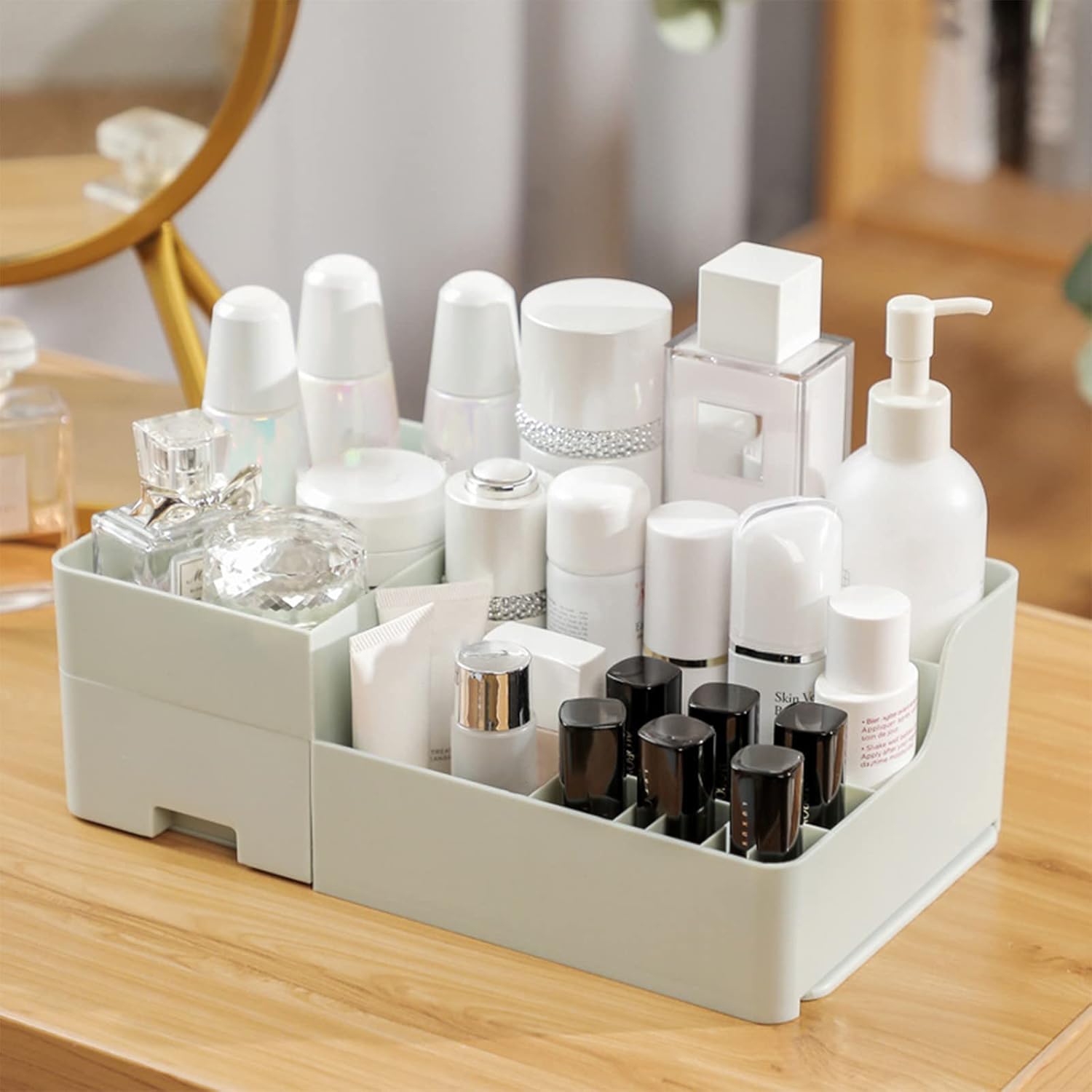 Makeup Organizer Countertop Cosmetic Display Case 3 Tier