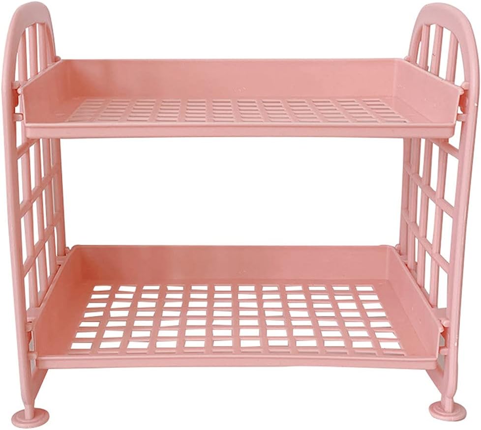 Double-layered Makeup Organizer with Mirror and Storage Compartment