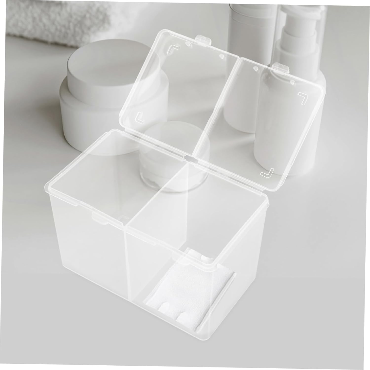 OATIPHO Cotton Pads Holder Case Durable Storage Box with Compartments