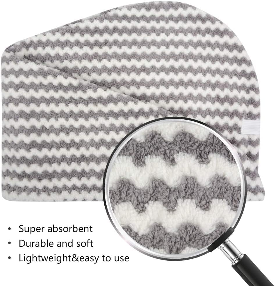 VIVOTE Microfiber Hair Towel Wrap 3Pack Gray
