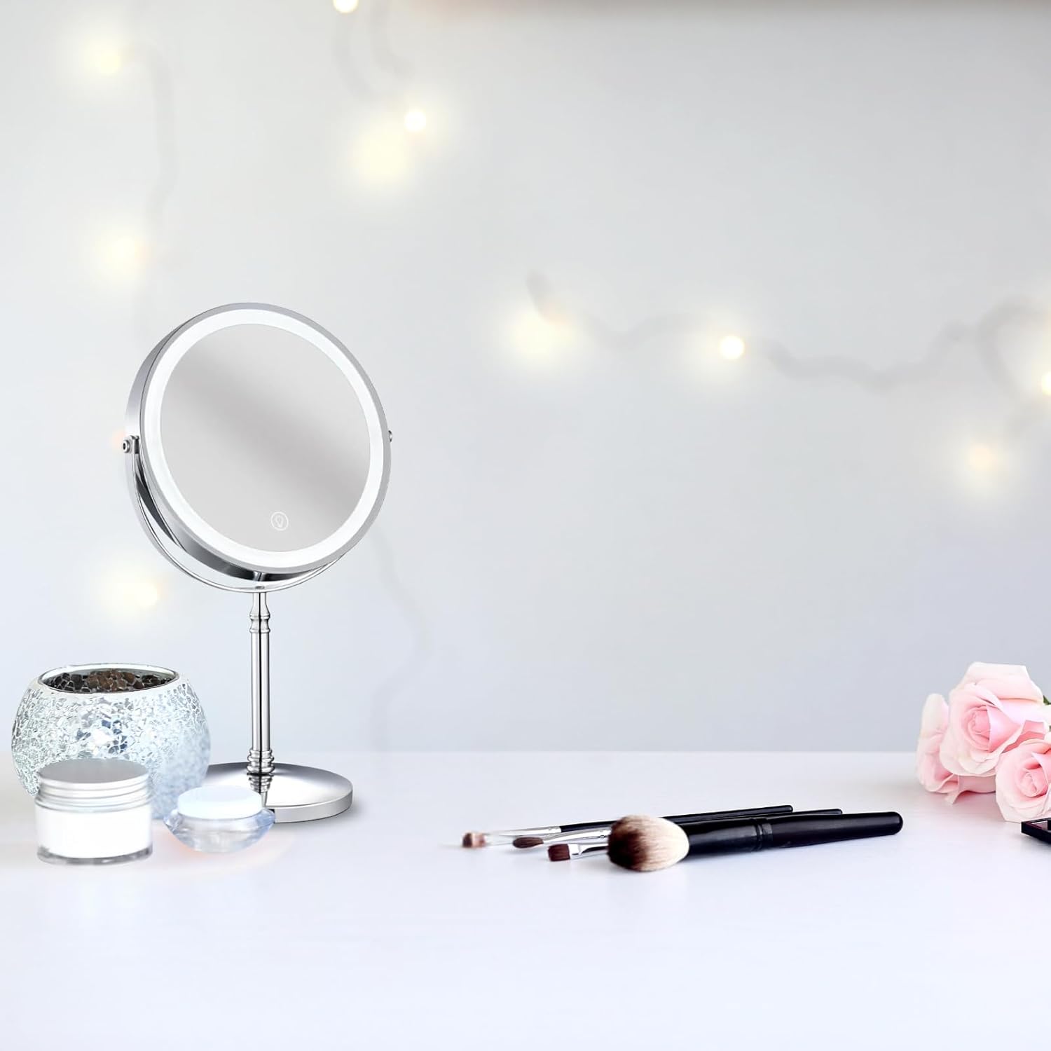 10X Magnifying Makeup Mirror with LED Lights and Touchless Sensor