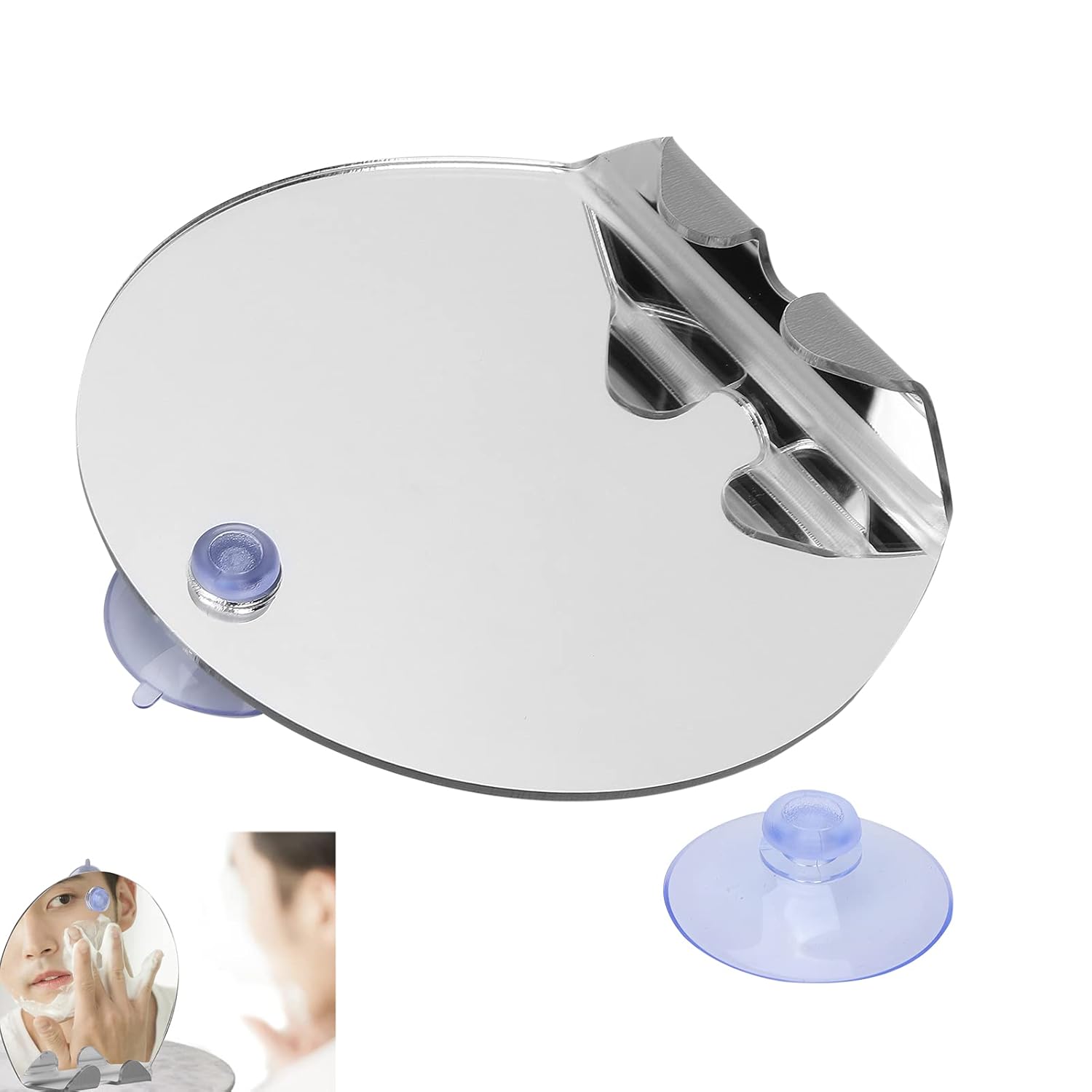 Fogless Round Shower Mirror with Suction Hook