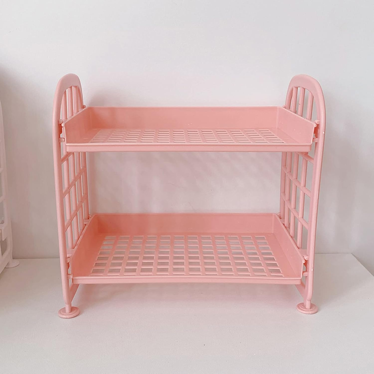 Double-layered Makeup Organizer with Mirror and Storage Compartment