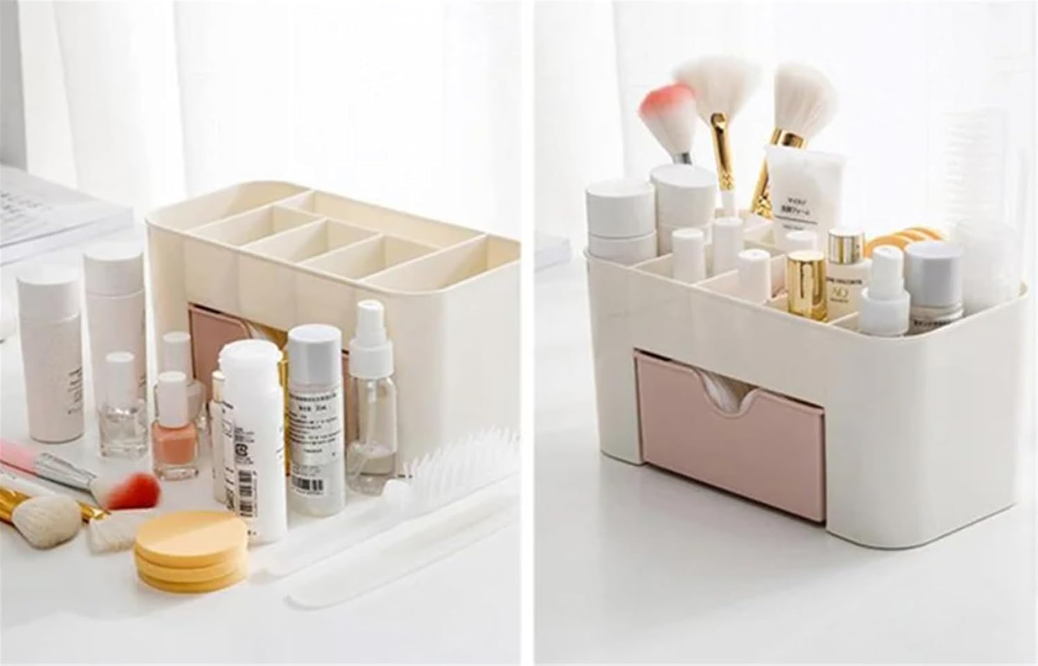Pink Stackable Cosmetic Storage Organizer with Drawer