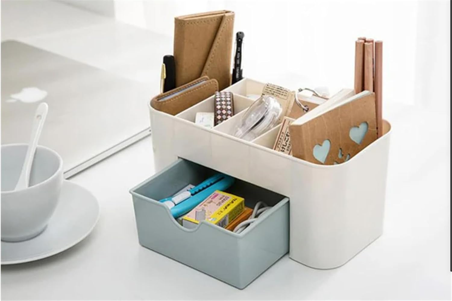 Pink Stackable Cosmetic Storage Organizer with Drawer