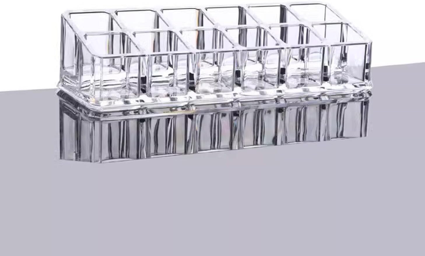 Yakri Clear Acrylic Cosmetic Display Stand with 12 Compartments