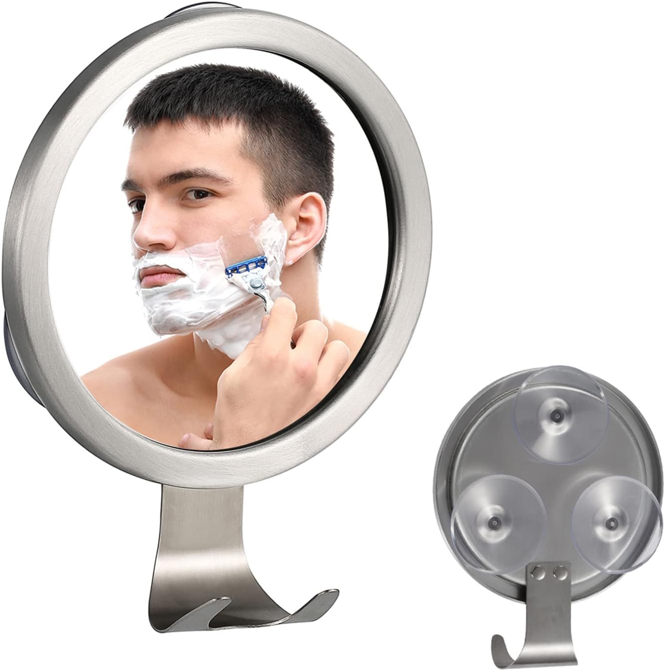 Fogless Shower Mirror with 3 Suction Cups and Hook 1