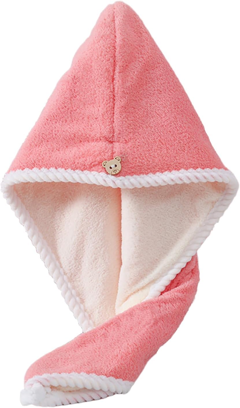 XPZKAIYUE Microfiber Hair Towel Wrap for Women and Kids Pink White