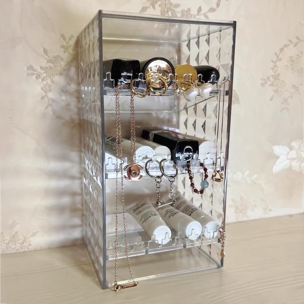 Himilucky Jewelry Organizer with 3 Shelves and Hooks 1