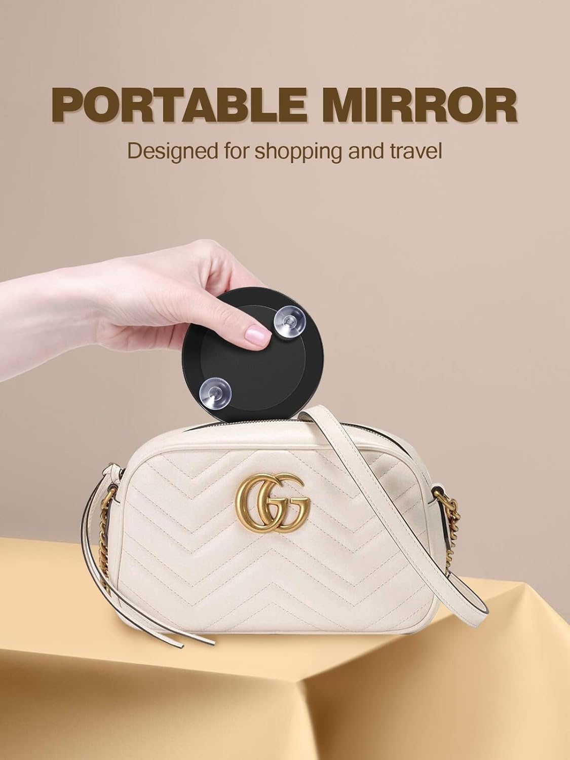 10X Magnifying Mirror with Suction Cups and Slant Tweezers Black