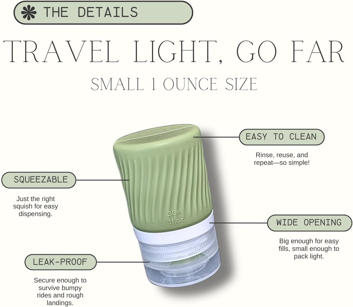 Upstatery 1oz Travel Squeeze Bottles 4-Pack