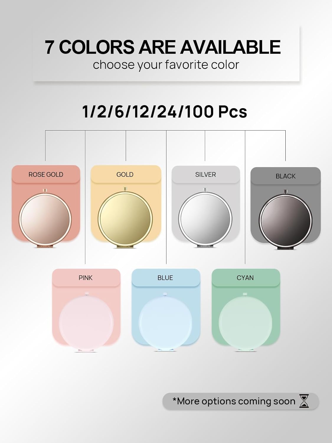 Compact Double-Sided Mirror for Purse with 1X2X Magnification