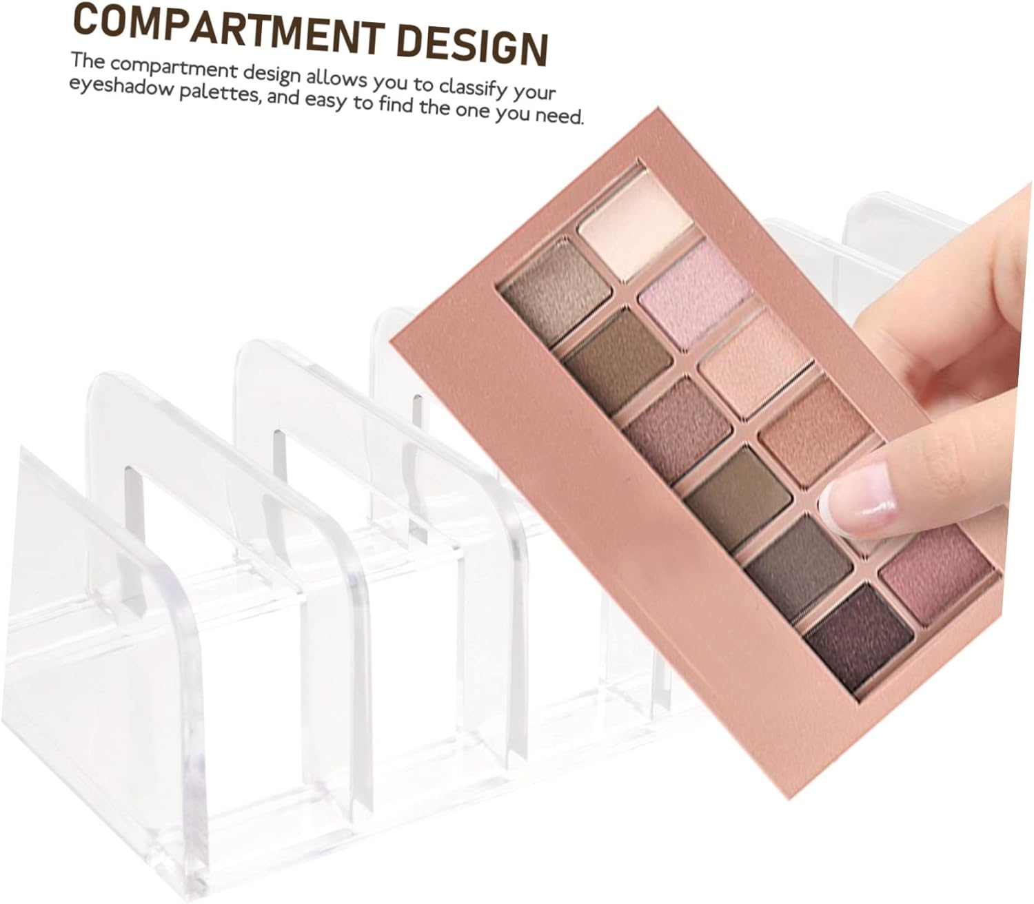 ELAYARD Makeup Holder Transparent Divided Organizer for Eyeshadow and Blusher Storage