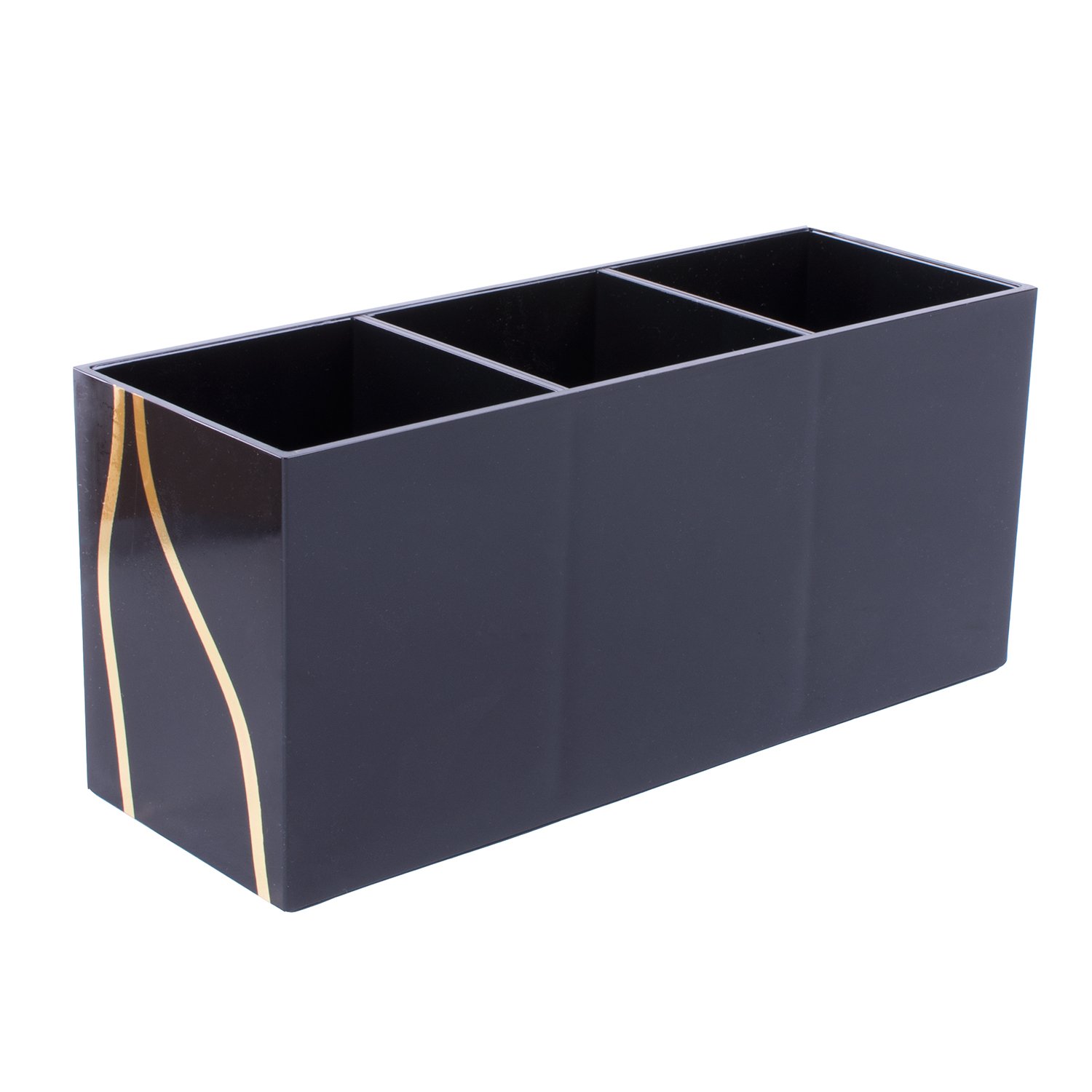 Super Z Outlet 3 Slot Makeup Display Case Black Gold