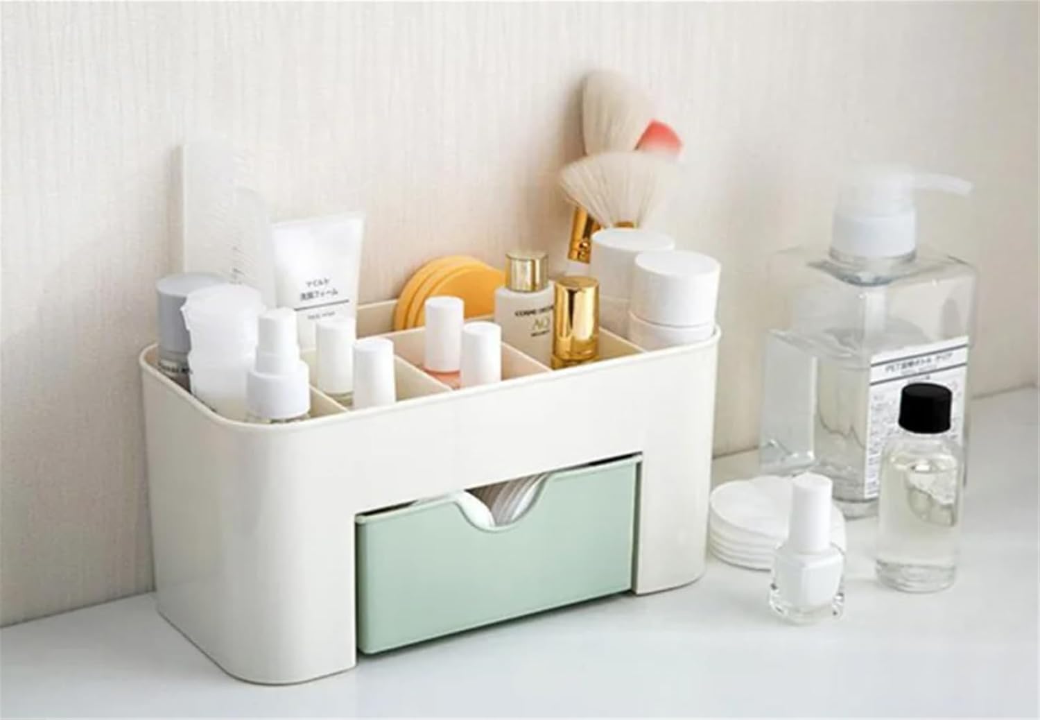 Pink Stackable Cosmetic Storage Organizer with Drawer