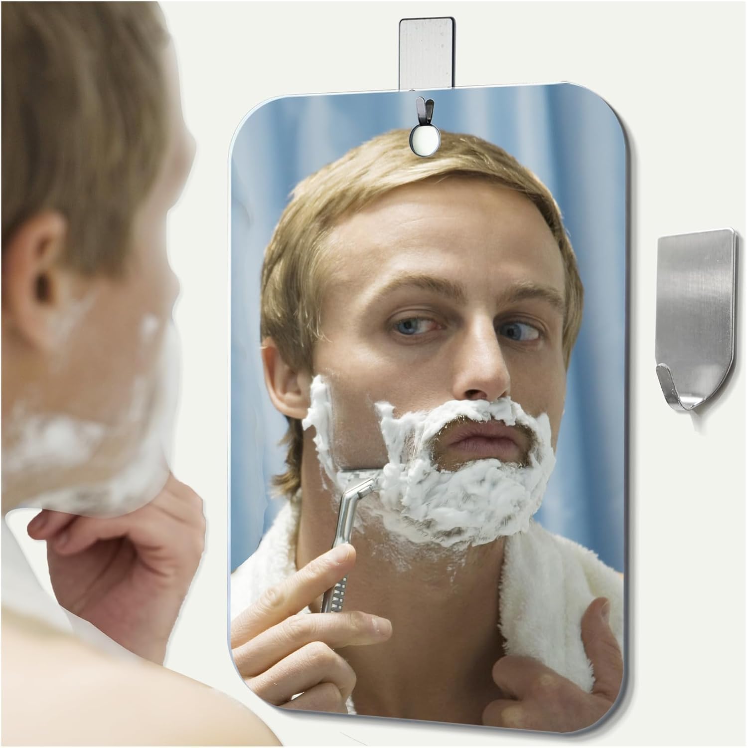 NKJVE Shatterproof Fogless Shower Mirror for Shaving and Makeup