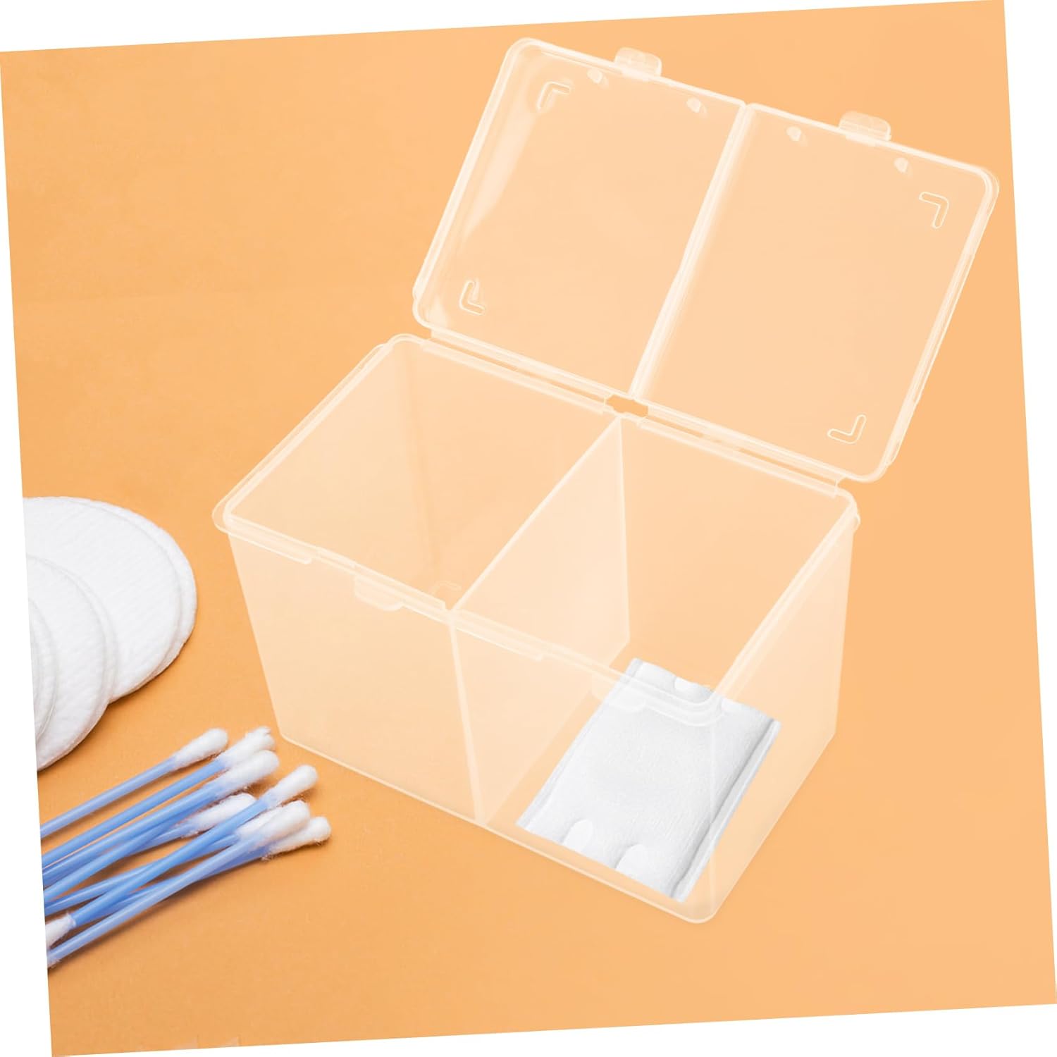 PACKOVE Cotton Pads Storage Box with Compartment Design