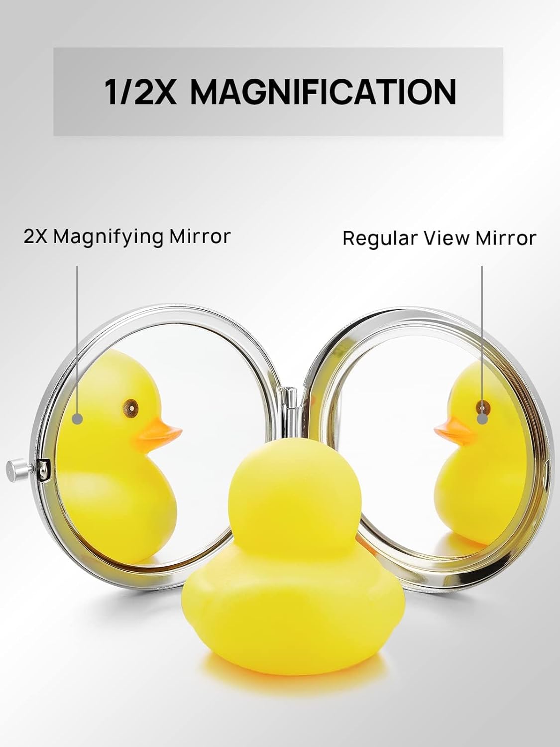 Compact Double-Sided Mirror for Purse with 1X2X Magnification