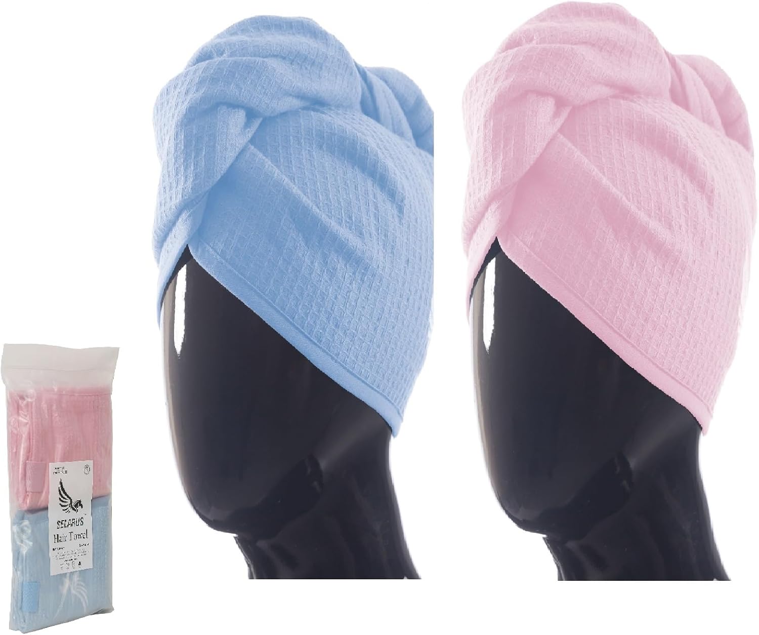 100 Turkish Cotton Hair Wrap for Women 2 Pack PinkBlue