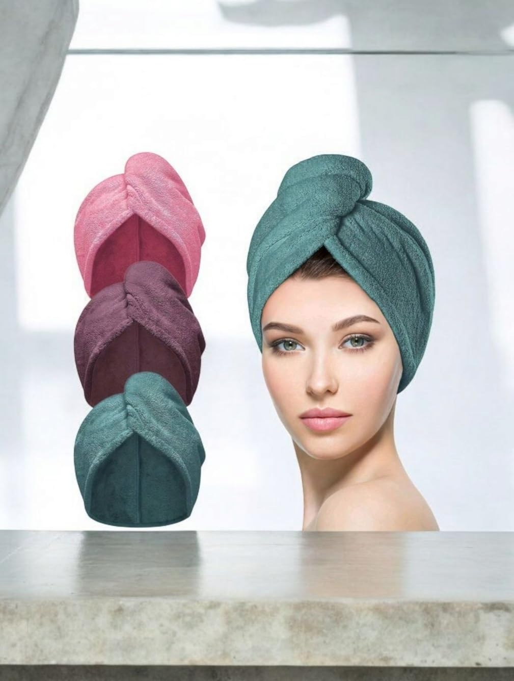 3-Pack Microfiber Hair Towel Wrap Quick Dry Turban