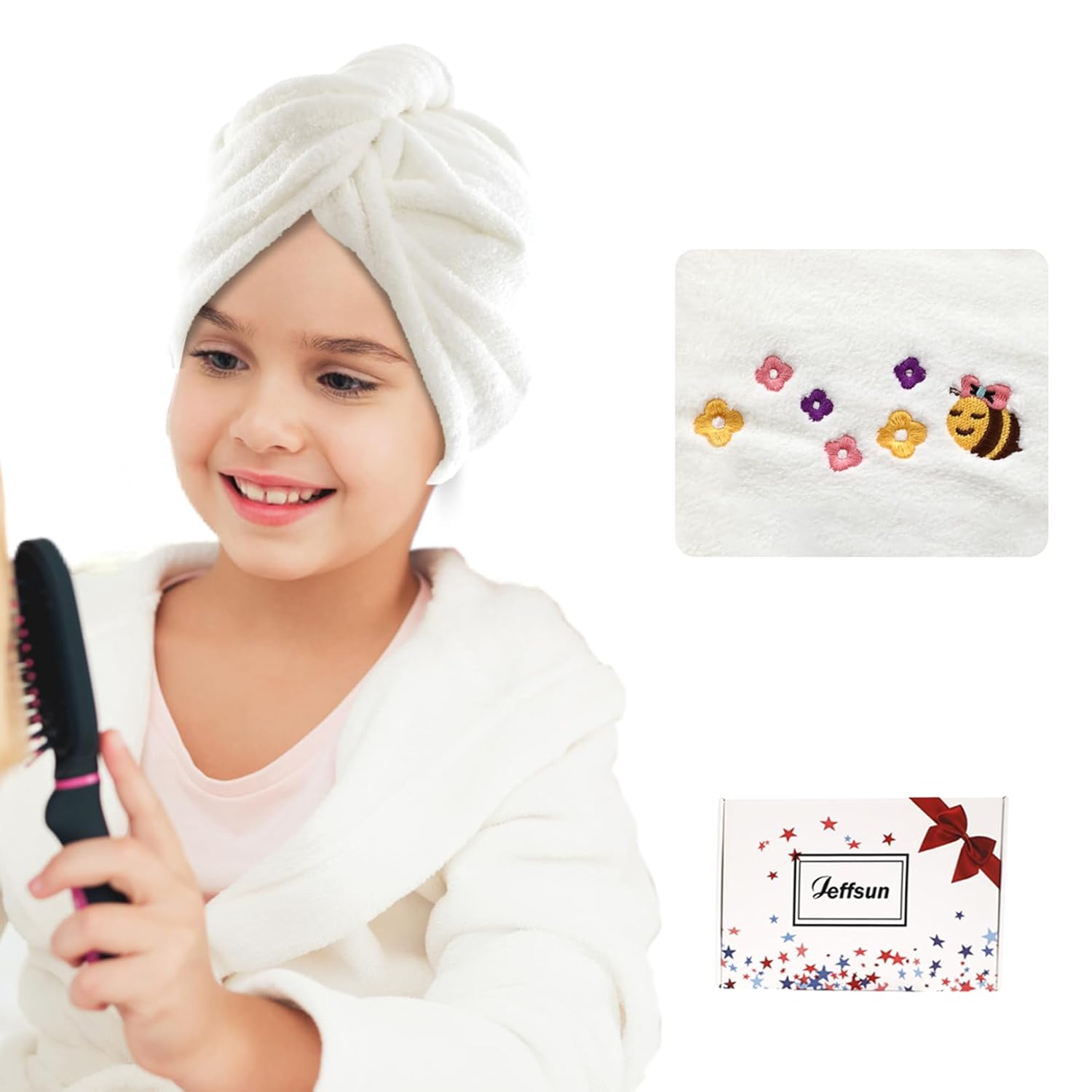 JEFFSUN Microfiber Hair Drying Towel for Curly Thick Hair