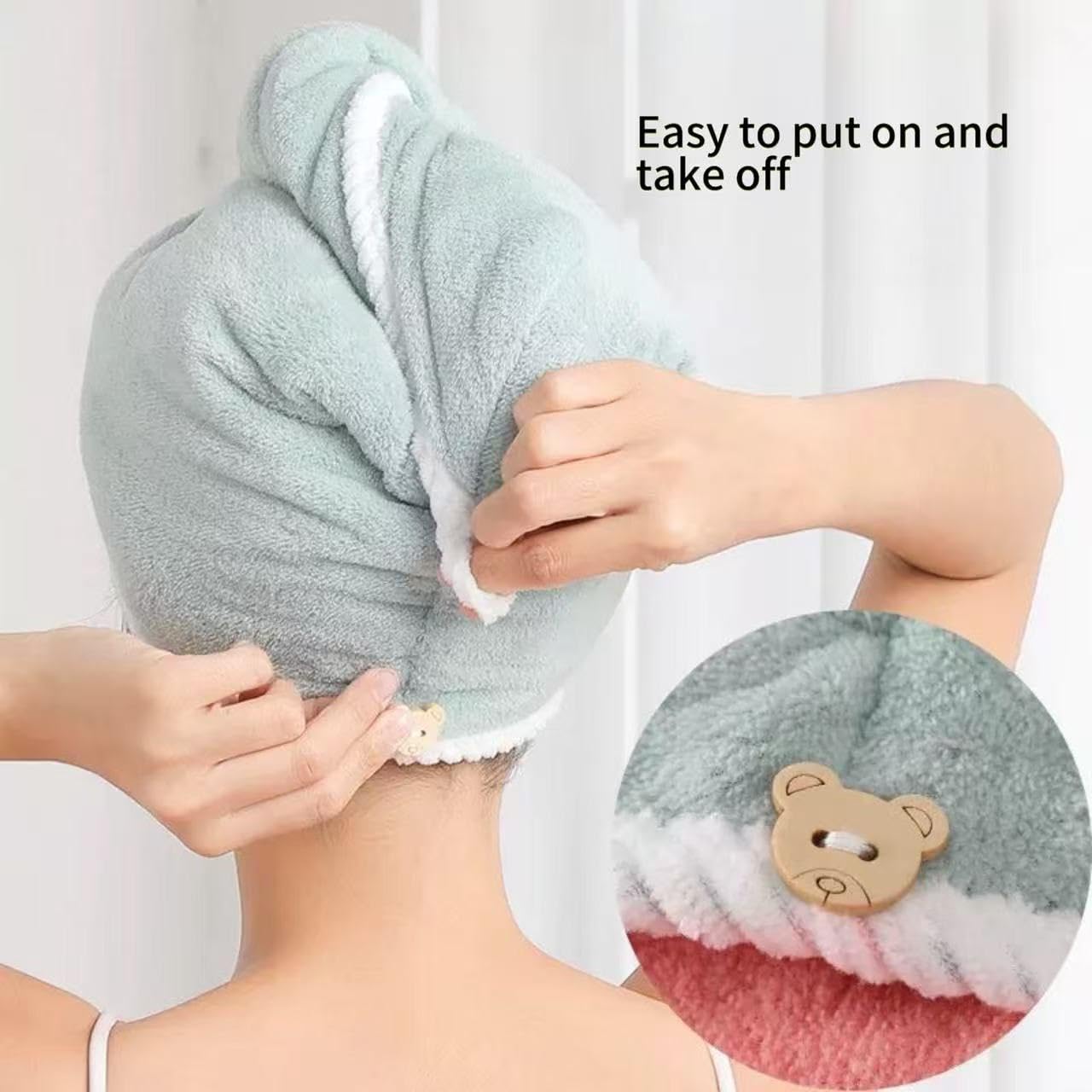 XPZKAIYUE Microfiber Hair Towel Wrap for Women and Kids Pink Green