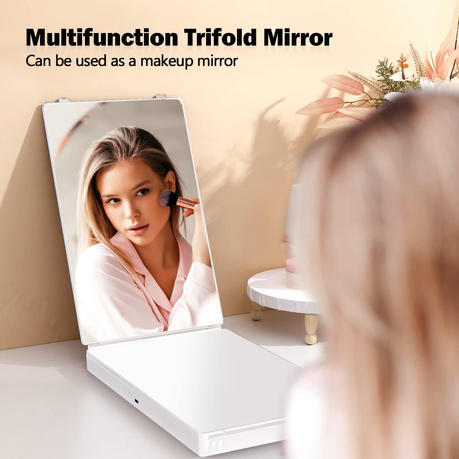JANMPASK 3 Way Mirror with Light and Retractable Hooks