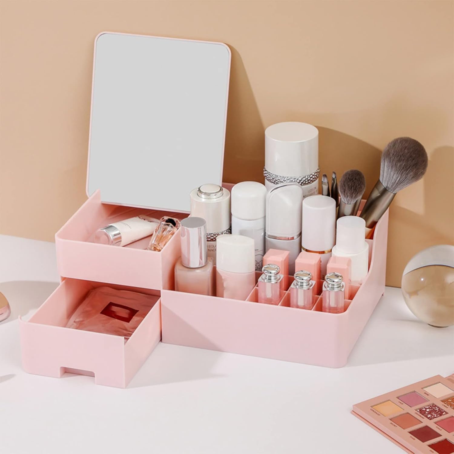 Plastic Makeup Bag Organizer with Wheels and Lock