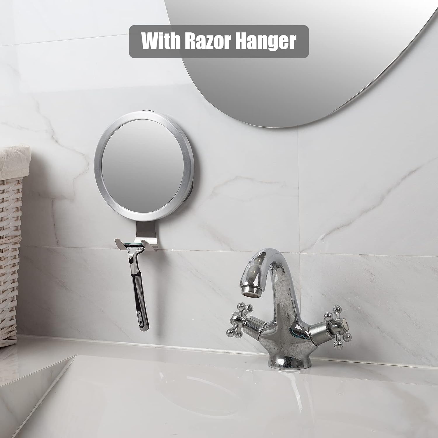 Fogless Shower Mirror with 3 Suction Cups and Hook 1
