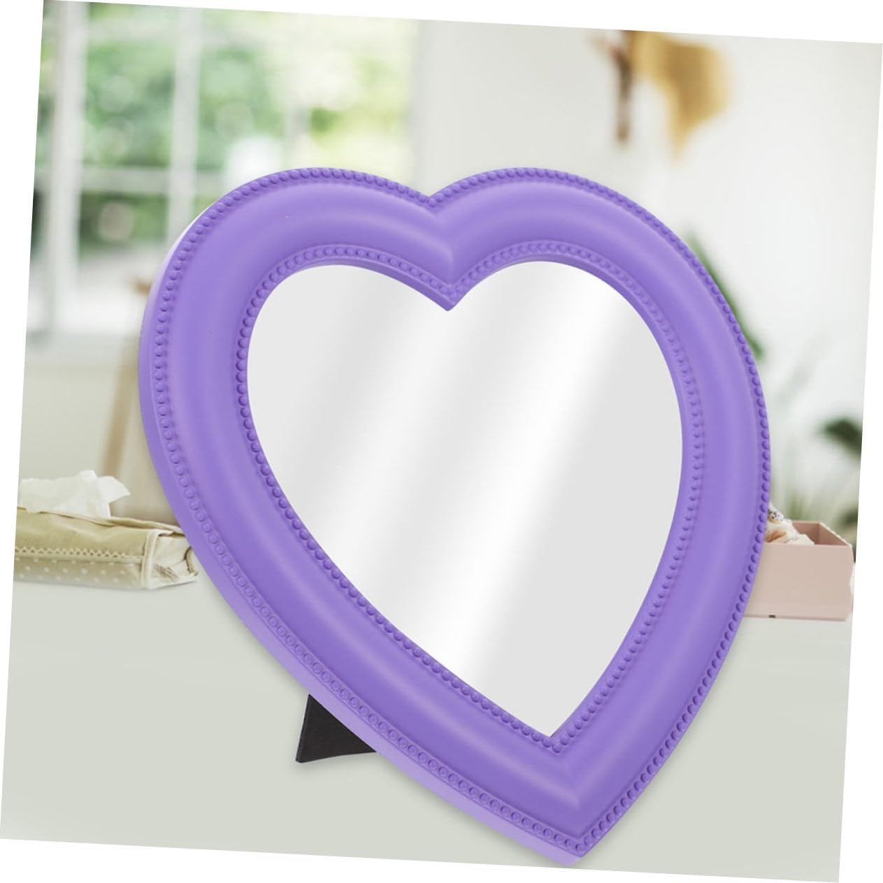 2pcs Heart-Shaped Makeup Mirrors Wall-Mounted Desktop Use