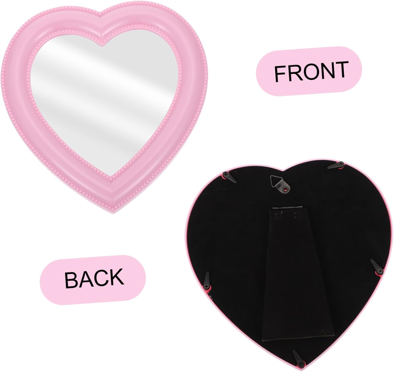 PRETYZOOM Heart Shaped Desktop Makeup Mirror Dual Use Wall Mounted