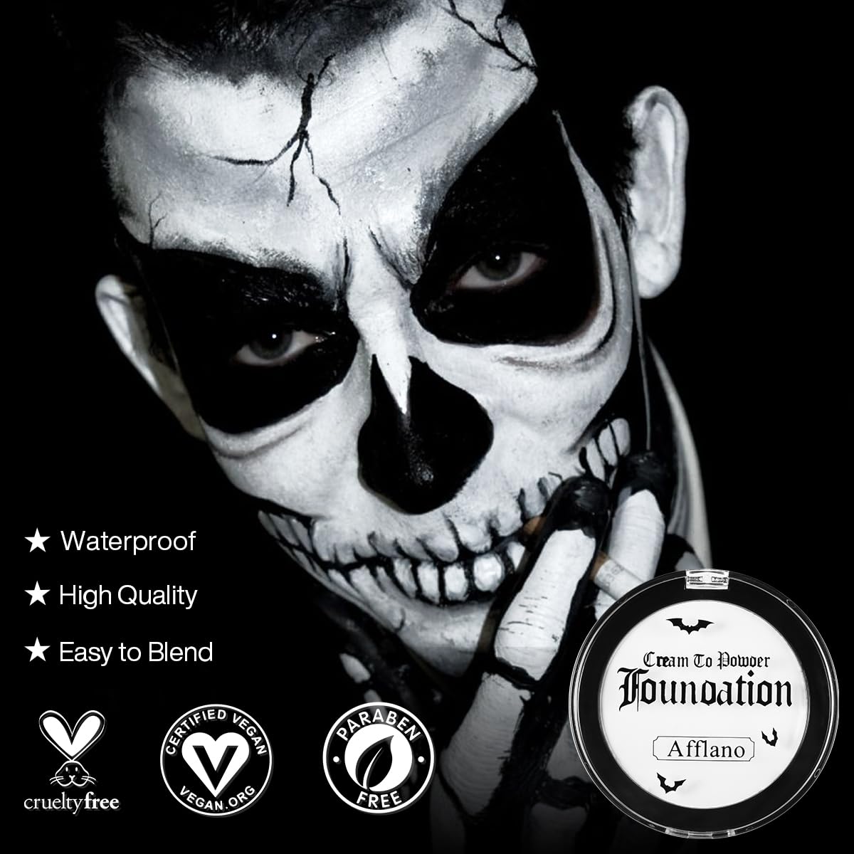 Goth White Face Paint Foundation for Halloween Costumes