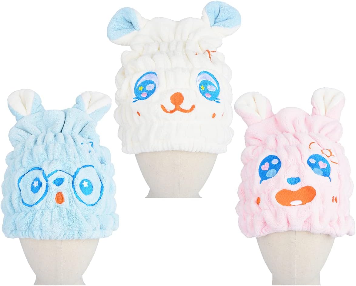 HOPESHINE Microfiber Hair Towel Wrap 3-Pack for Kids 1