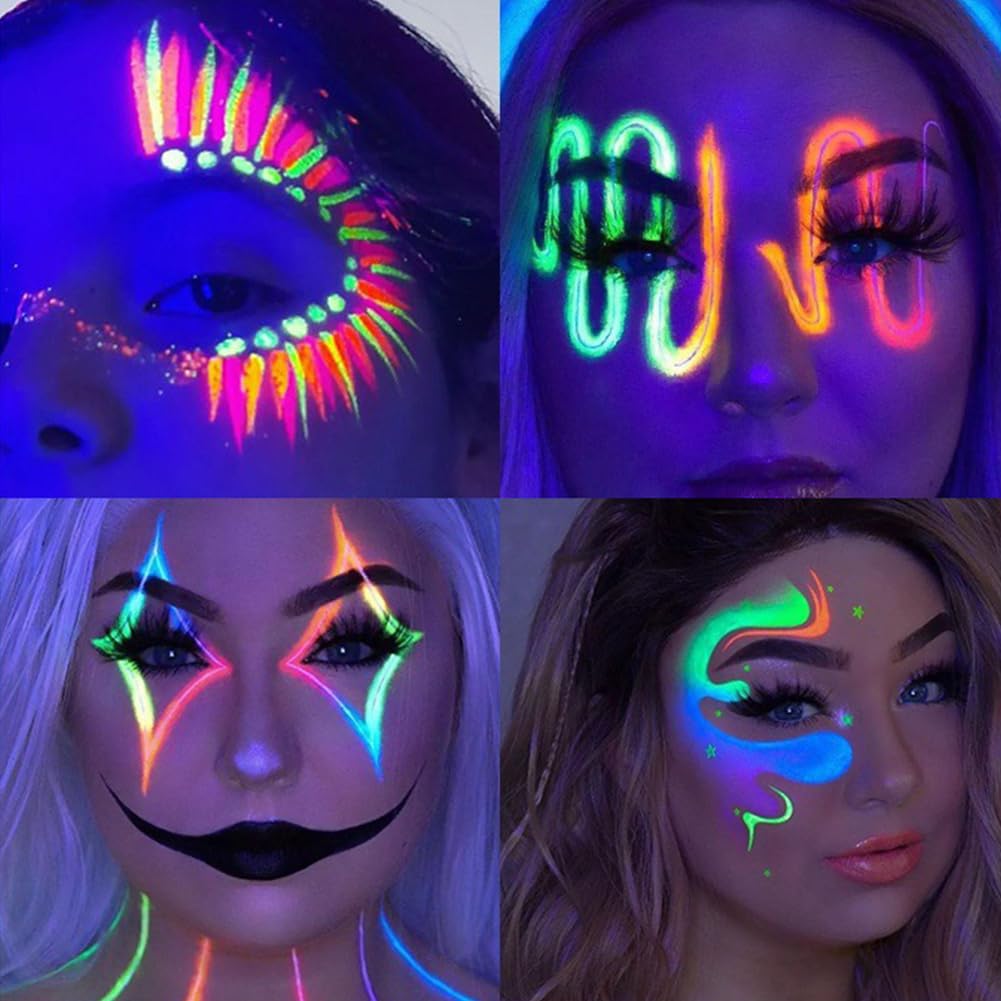 SIQITECHNO 6Pcs UV Glow Face Paint Crayons for Halloween Party