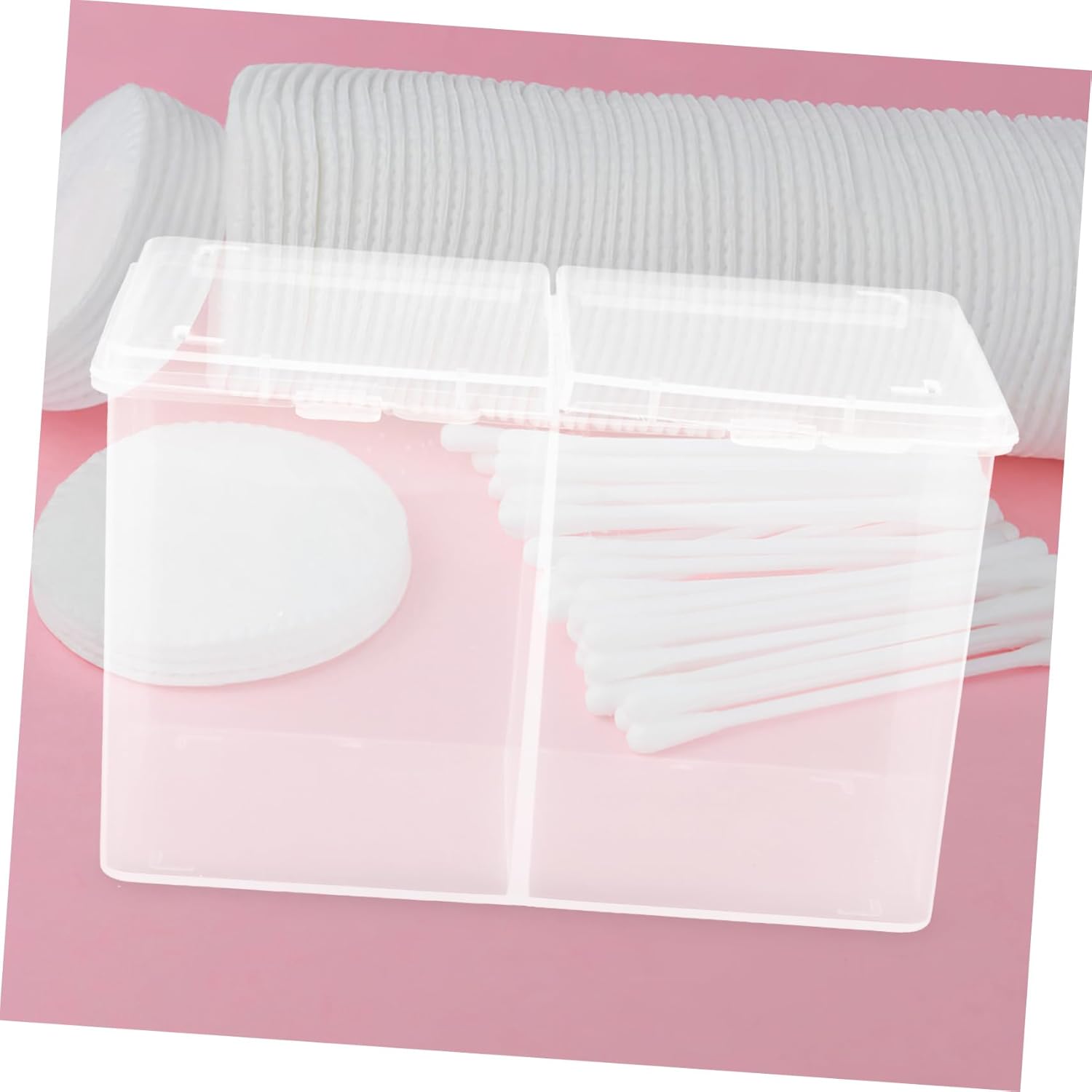 OATIPHO Cotton Pads Holder Case Durable Storage Box with Compartments