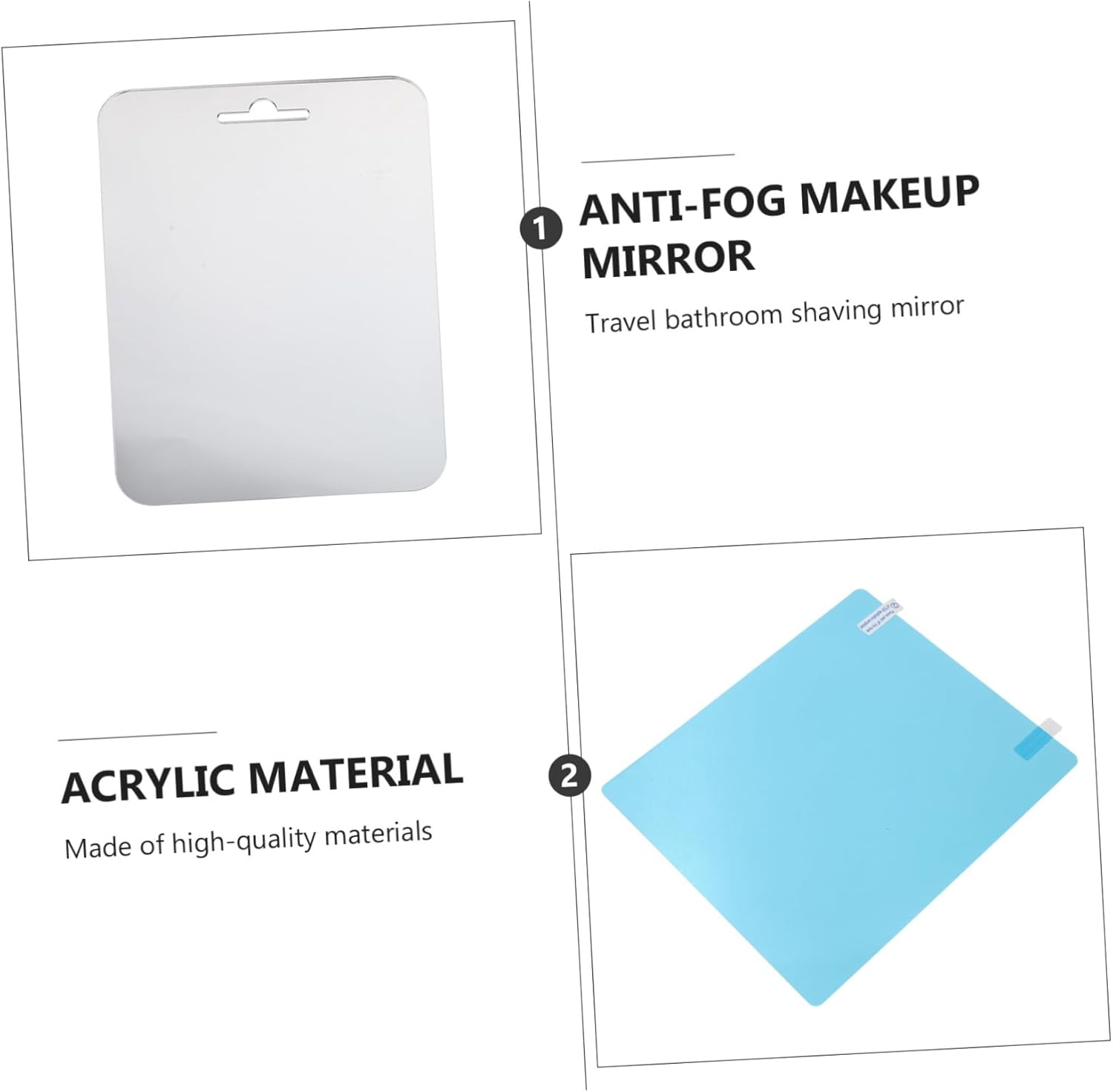 Fog-Proof Acrylic Mirror for Shaving and Makeup