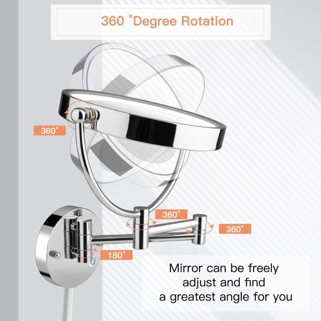 DEIHGE LED Cosmetic Mirror with 3x Magnification and Swivel Mount