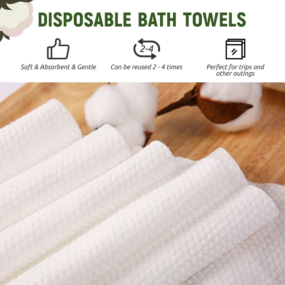 Disposable Bath Hair Drying Towels 50 Count Super Absorbent Luxury Towels