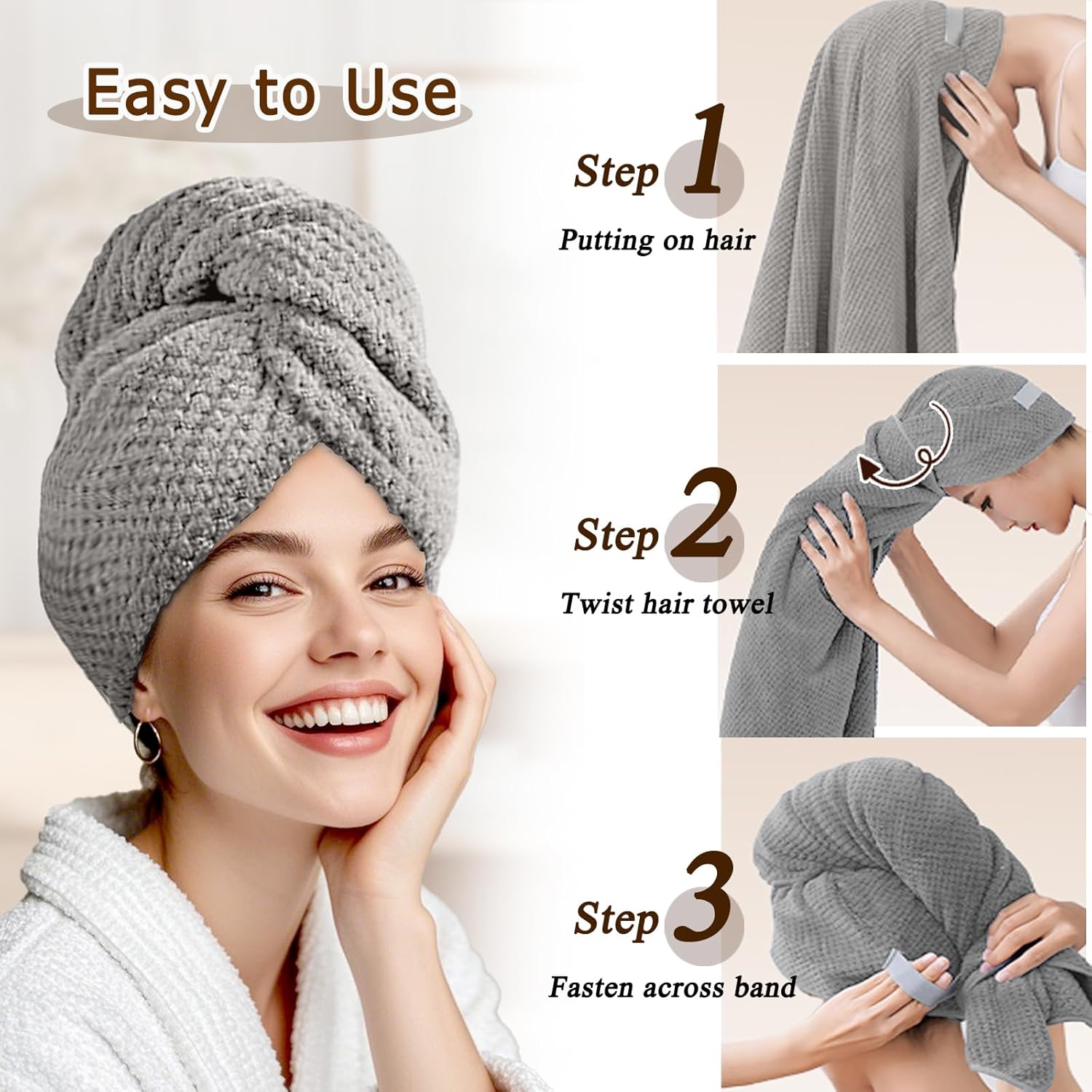 Netcken Extra Large Microfiber Hair Towel for Women