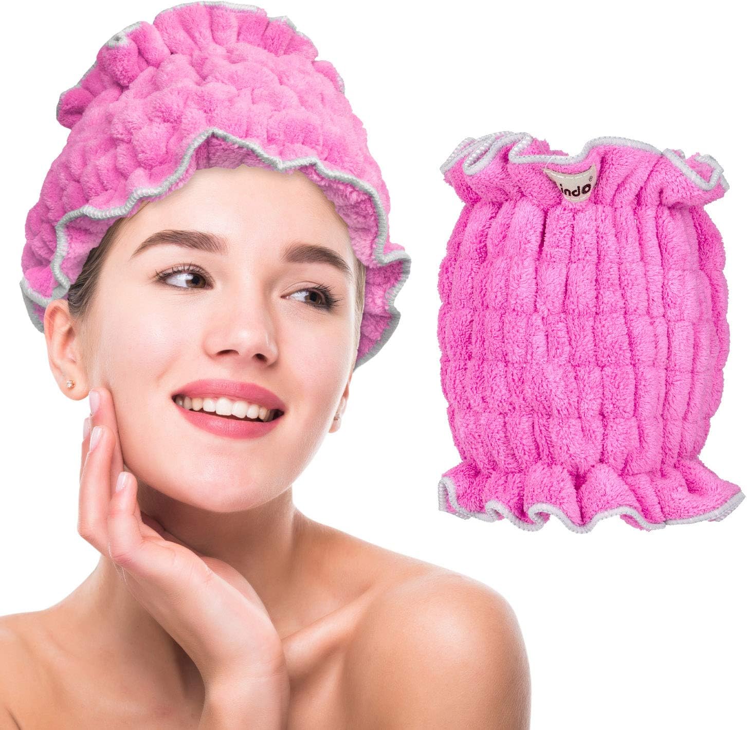 Lindo Hair Crown - Fast Drying Ultra Soft Microfiber Towel Pink