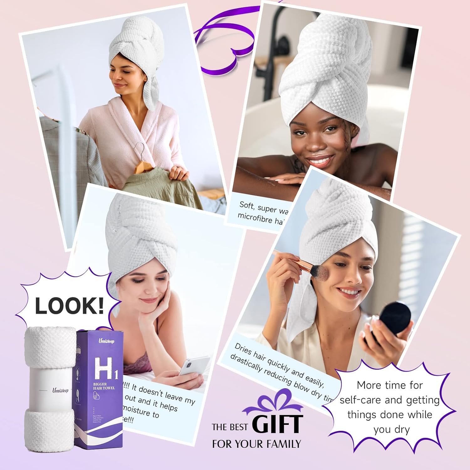Umisleep Extra Large Microfiber Hair Towel Wrap