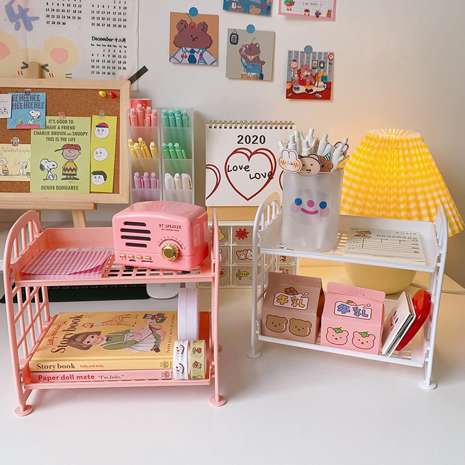 Double-layered Makeup Organizer with Mirror and Storage Compartment