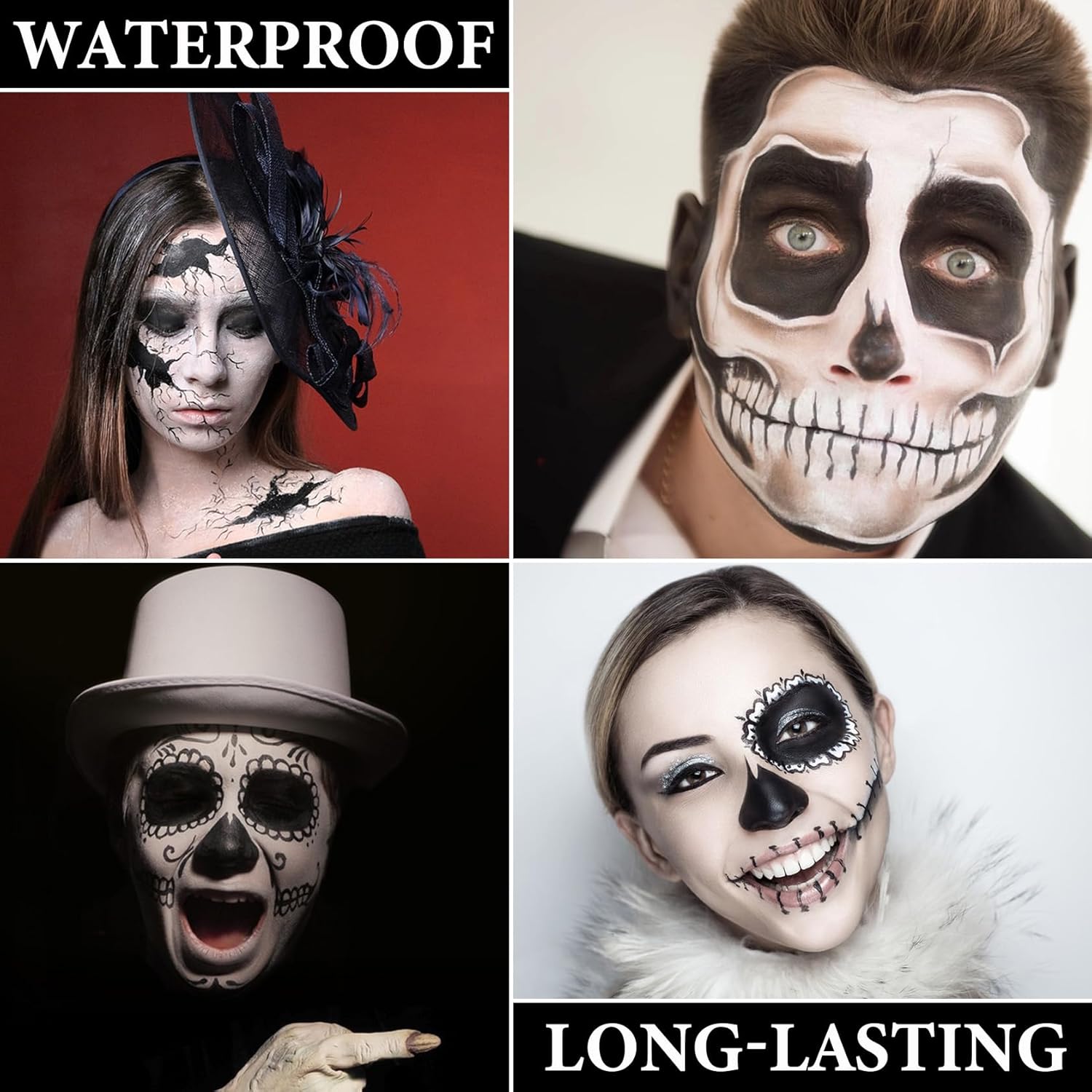 Halloween Face Paint Kit Black White Body Paint SFX Makeup